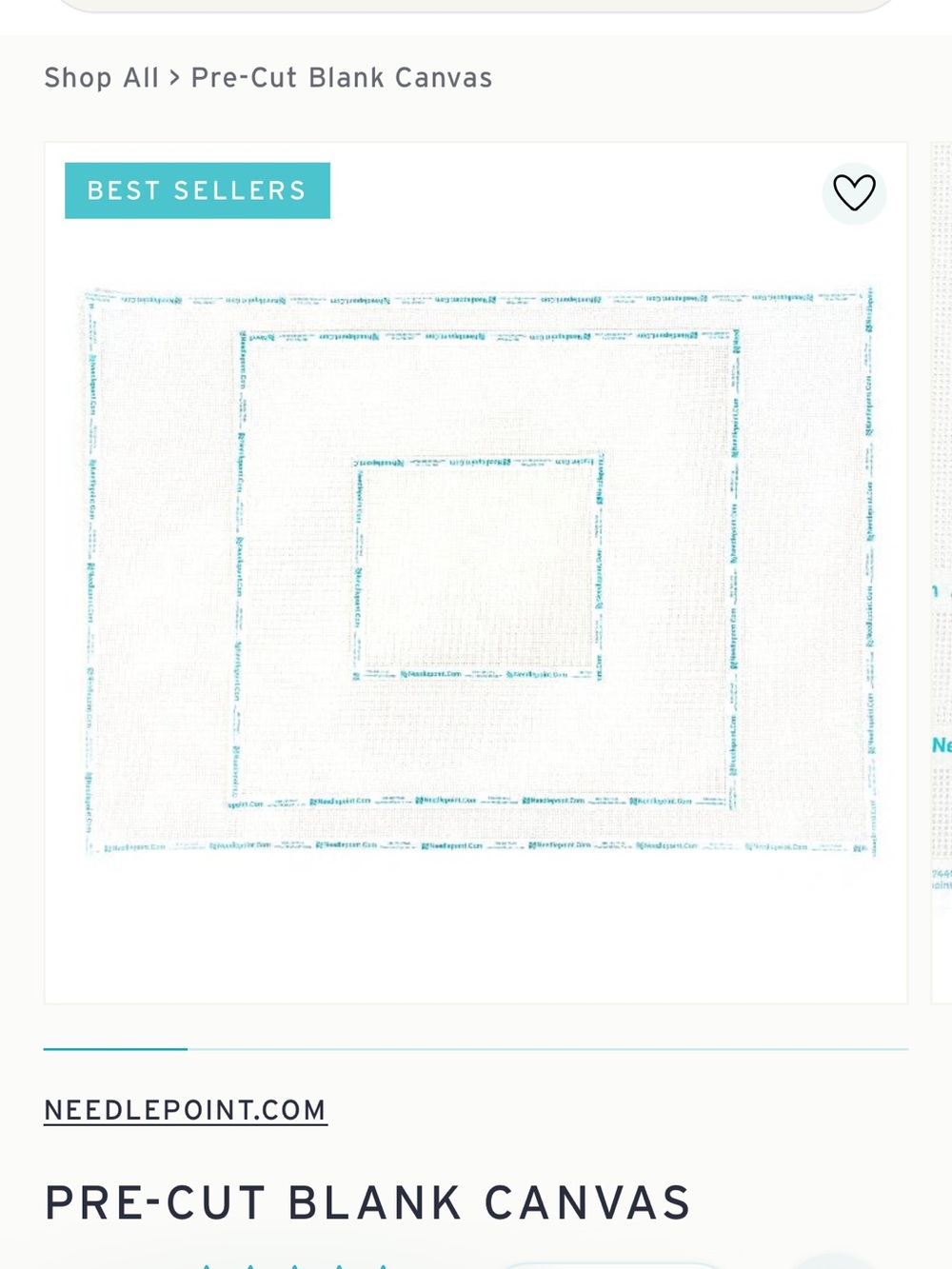 Needlepoint 18 mesh blank canvas